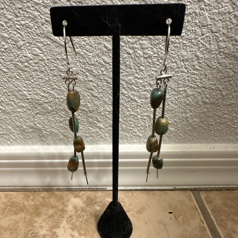 Hand Crafted “One of a Kind” Turquoise & Sterling Silver Eartings